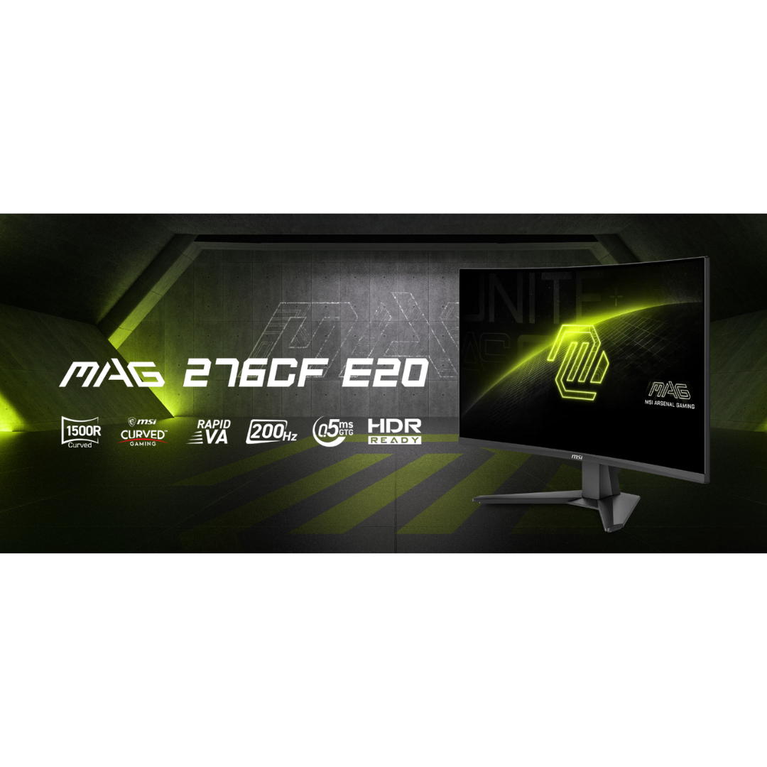 MSI MAG 276CF E20 27" VA 200Hz FHD 1920x1080 0.5ms GtG Adaptive-Sync Rapid Curved Gaming Monitor