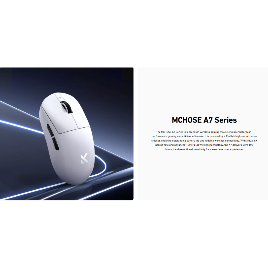 MCHOSE A7 Pro Lightweight Tri-Mode Wireless Gaming Mouse Blue