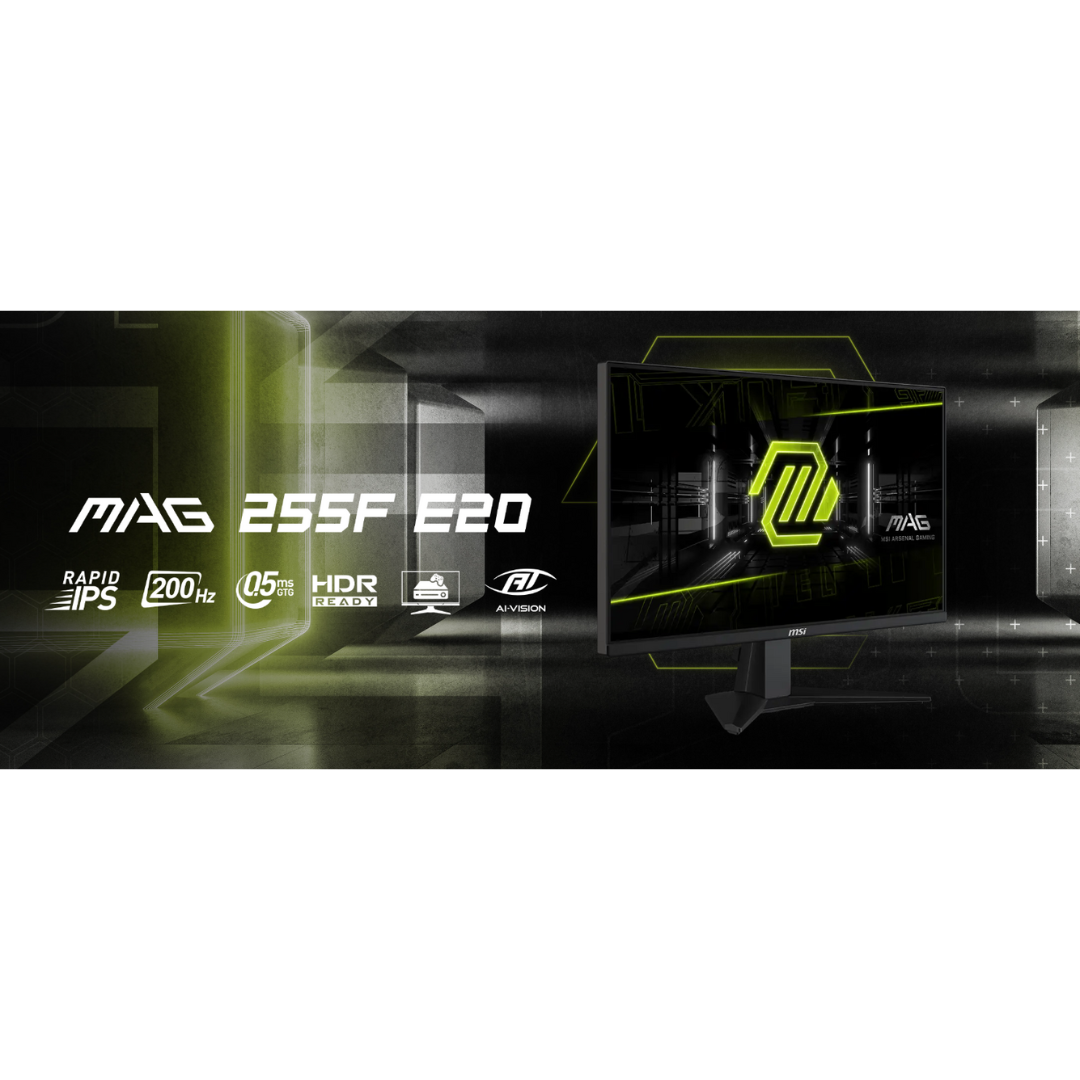 MSI MAG 255F E20 24.5" IPS 200Hz (1920x1080) 0.5ms GtG Rapid Gaming Monitor with Tilt Adjustment