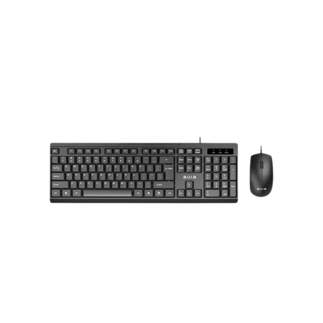 Aula AC101 USB Black Wired Keyboard and Mouse Combo