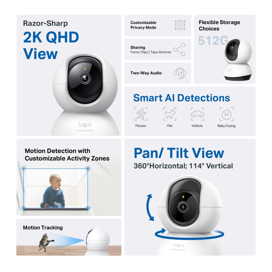 TPLink Tapo C220 2K QHD Pan/Tilt Home Security Wi-Fi Camera