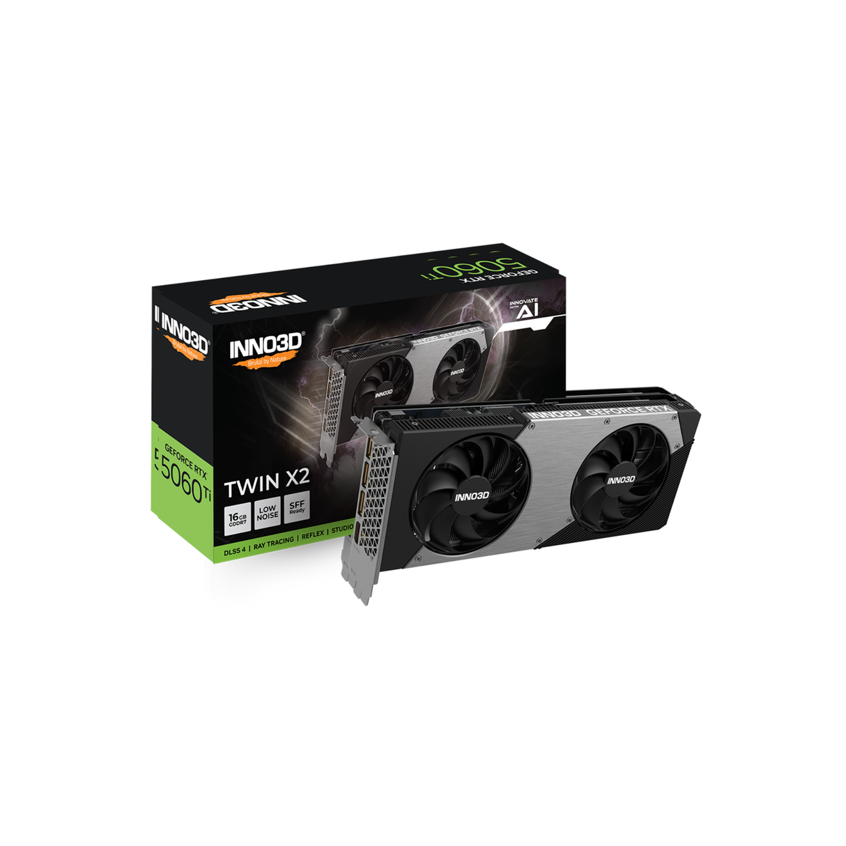 Inno3D RTX 5060 Ti TWIN X2 16GB GDDR7 Graphics Card Black N506T2-16D7-191073N