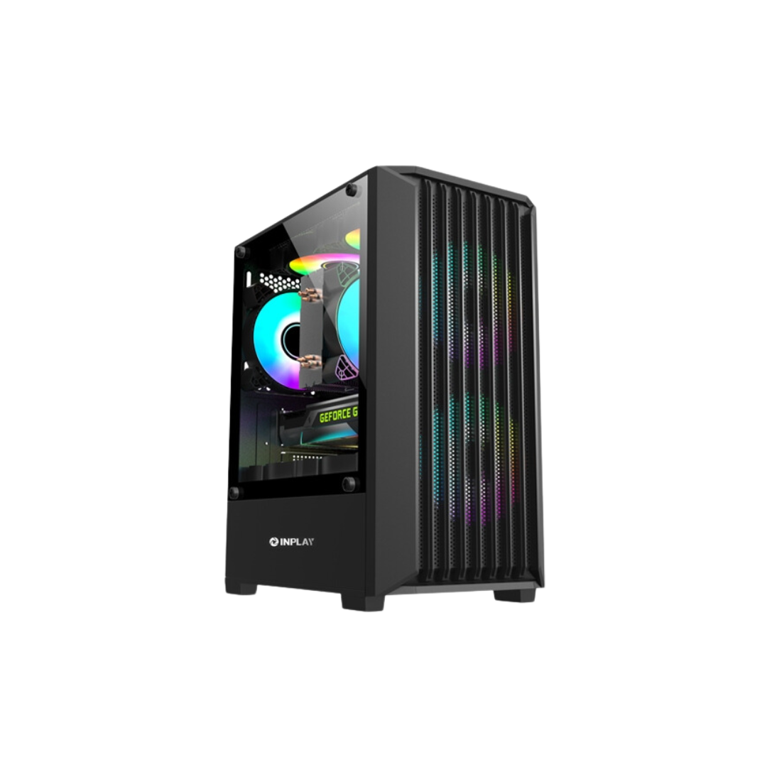 Inplay Meta A200 Black Micro ATX PC Case with 3 Rainbow Fans