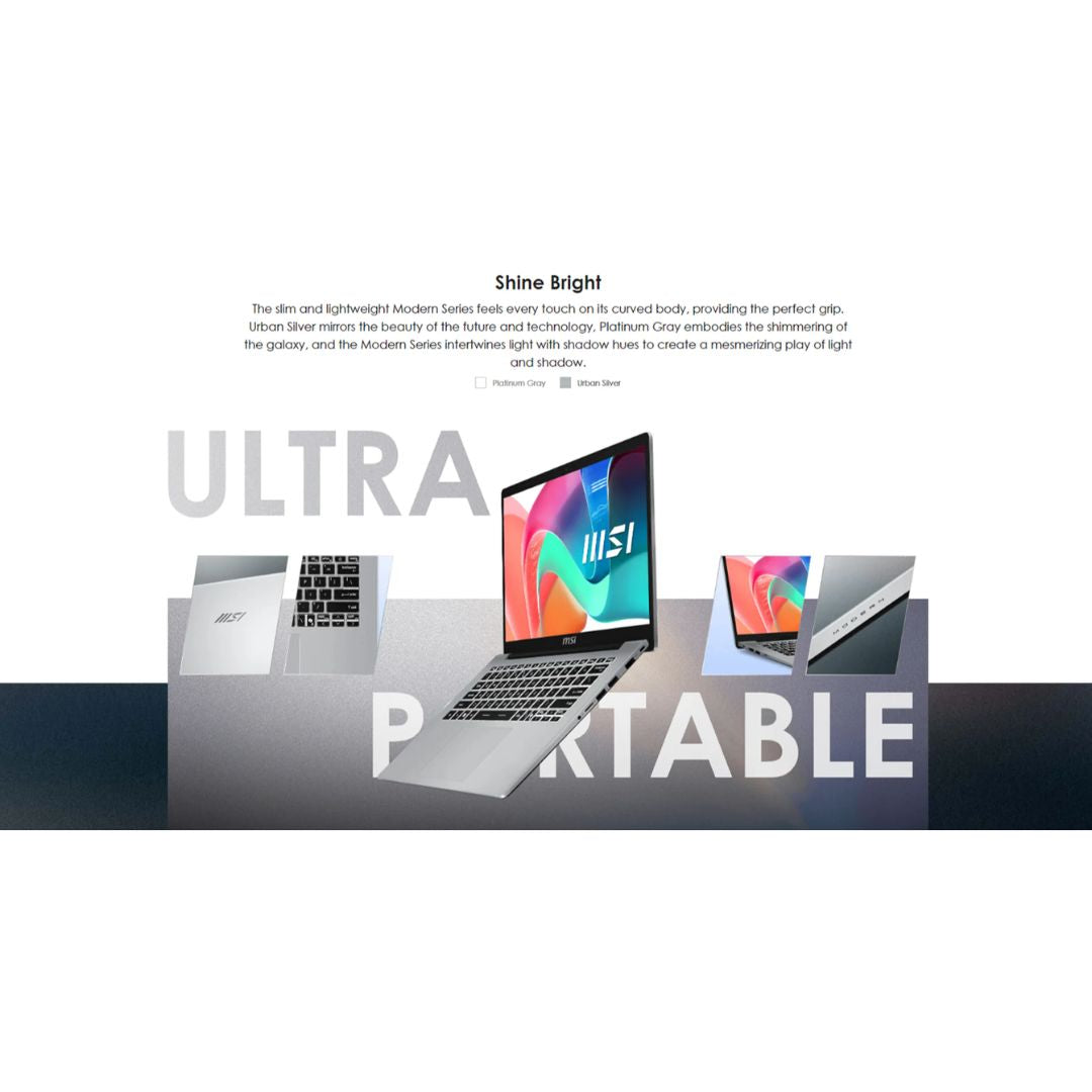 MSI Modern 14 F13MG-244PH 14" | i5-1334U | 16GB | 512GB SSD | IRIS XE | Windows 11 | H&S | MSI Sleeve Bag