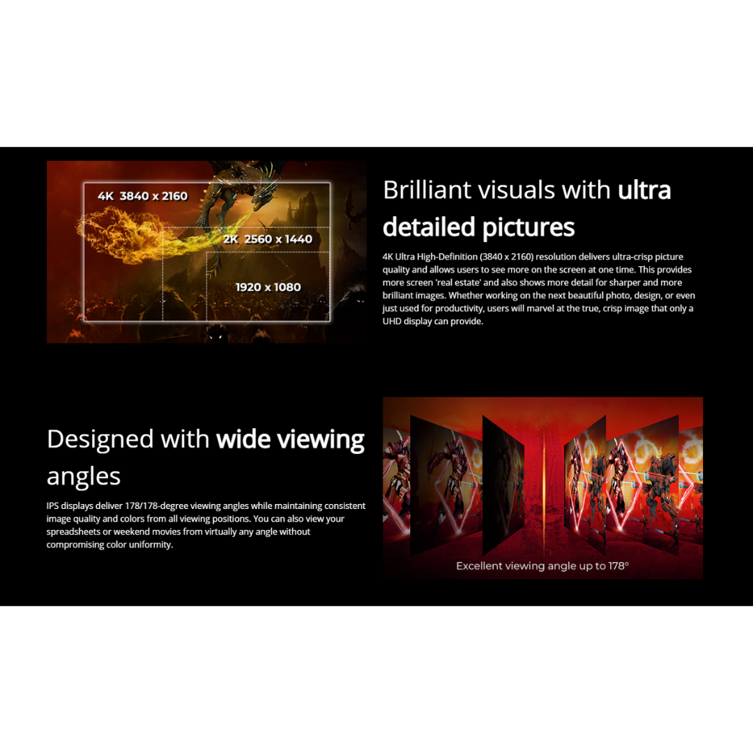 AOC U28G2X 28" IPS 144Hz 4K (3840x2160) 1ms MPRT DisplayHDR 400 AMD Freesync Premium Gaming Monitor