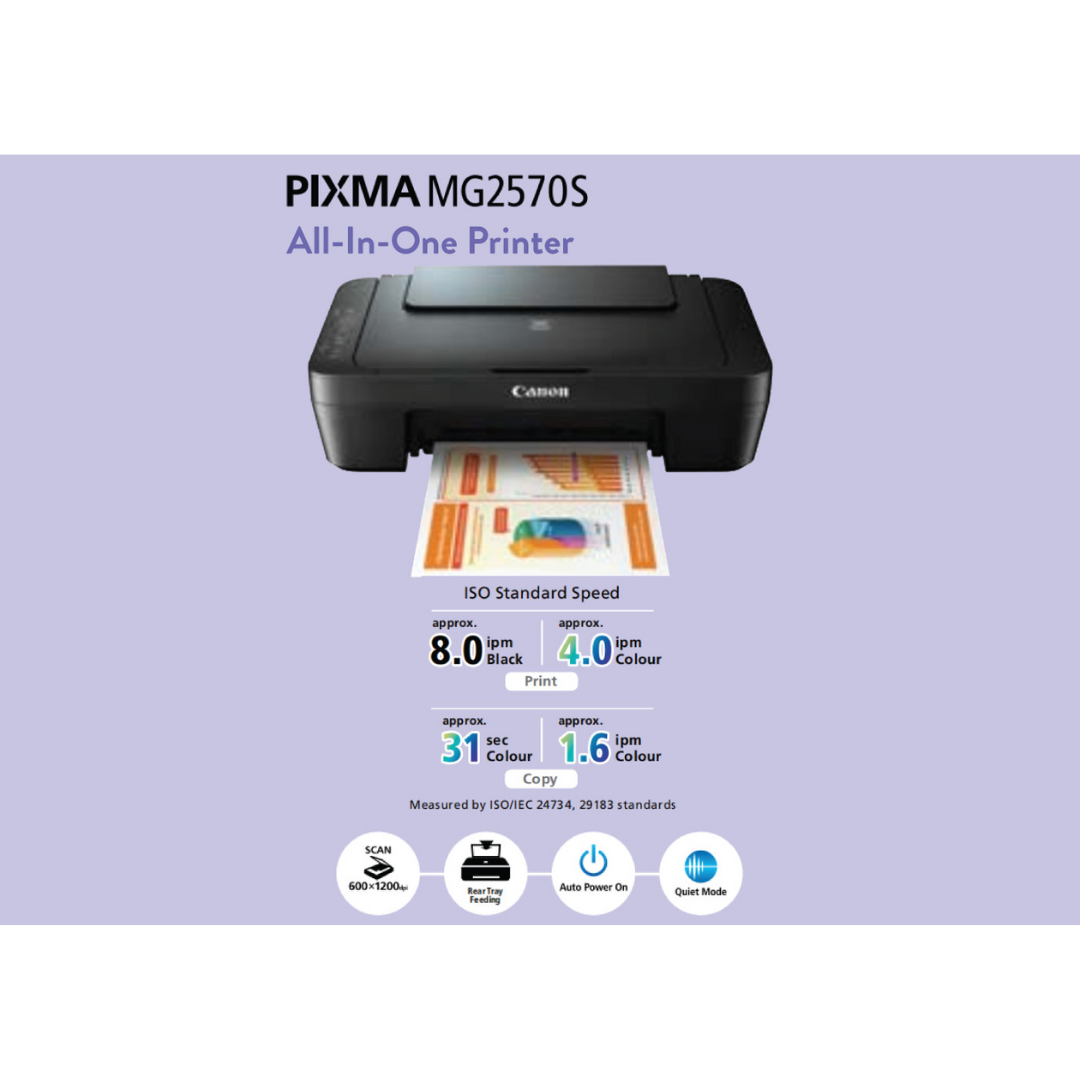 Canon Pixma MG2570s Compact 3-In-1 Printer (Print, Scan, Copy)