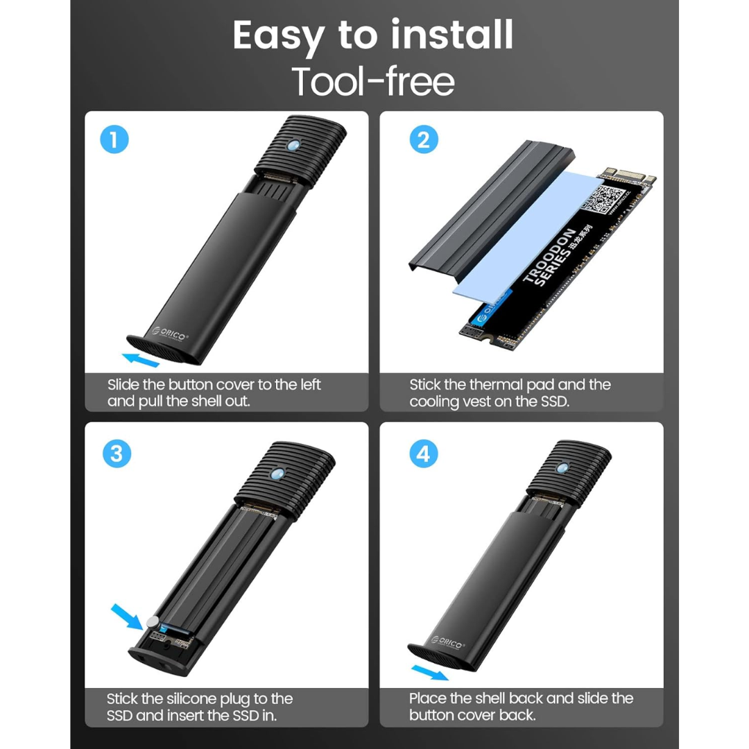 Orico M.2 NVMe SSD Enclosure Black PWM2-G2