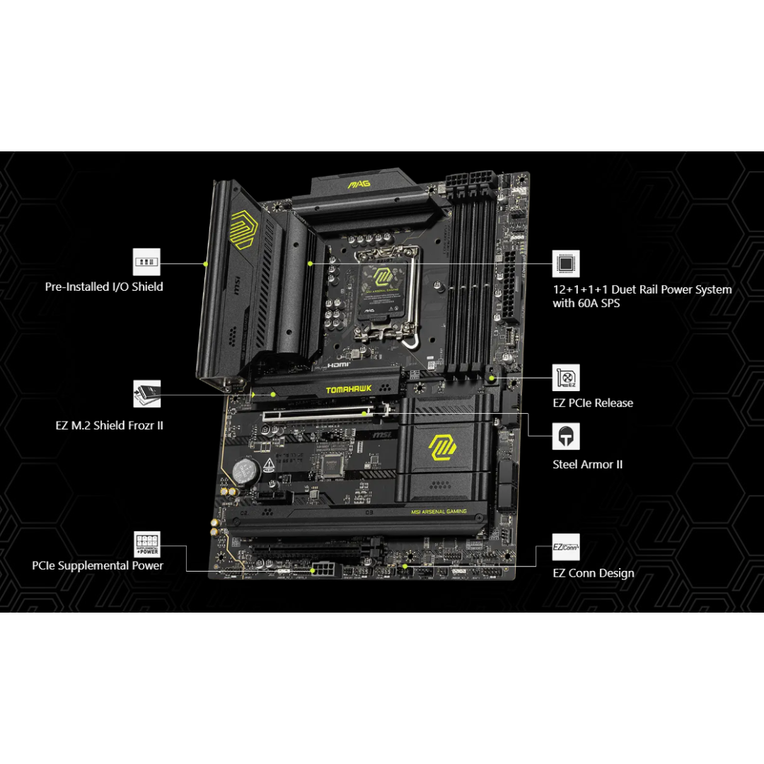 MSI MAG B860 Tomahawk WiFi 4*D5 ATX LGA1851 Motherboard