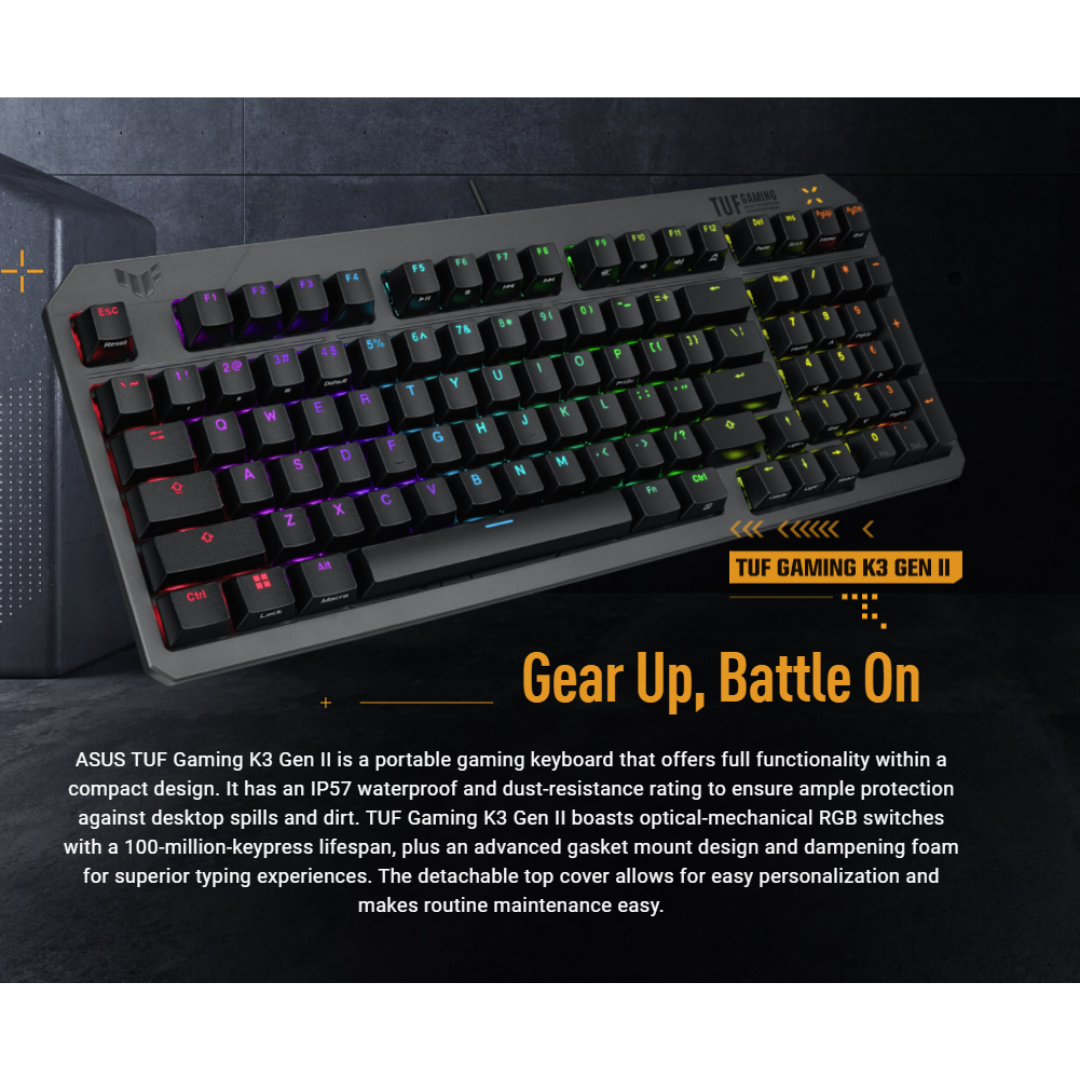 Asus TUF Gaming K3 Gen II RGB Wired Optical Mechanical Keyboard RA07