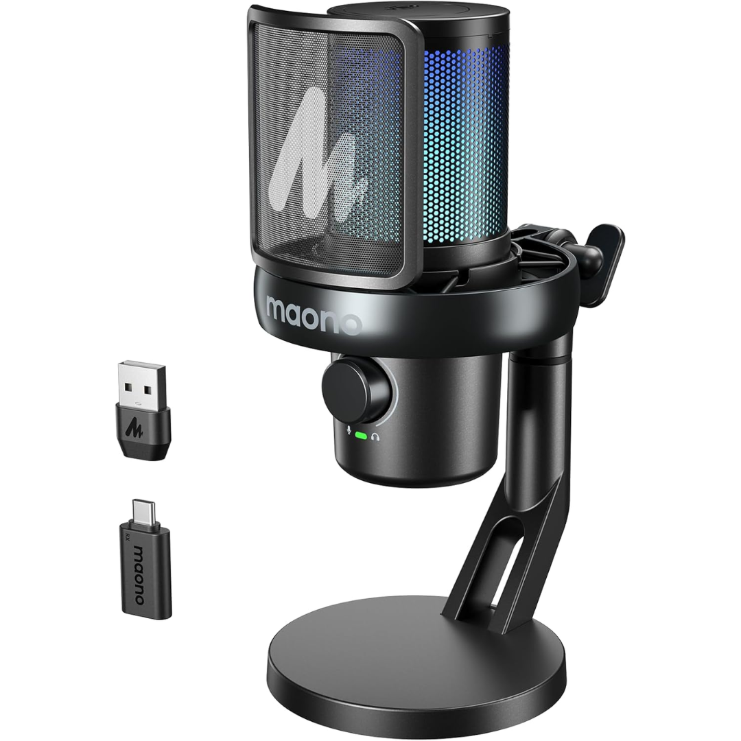 Maono DM40 Pro Wireless RGB Condenser Gaming Desktop Microphone ( Black | White )