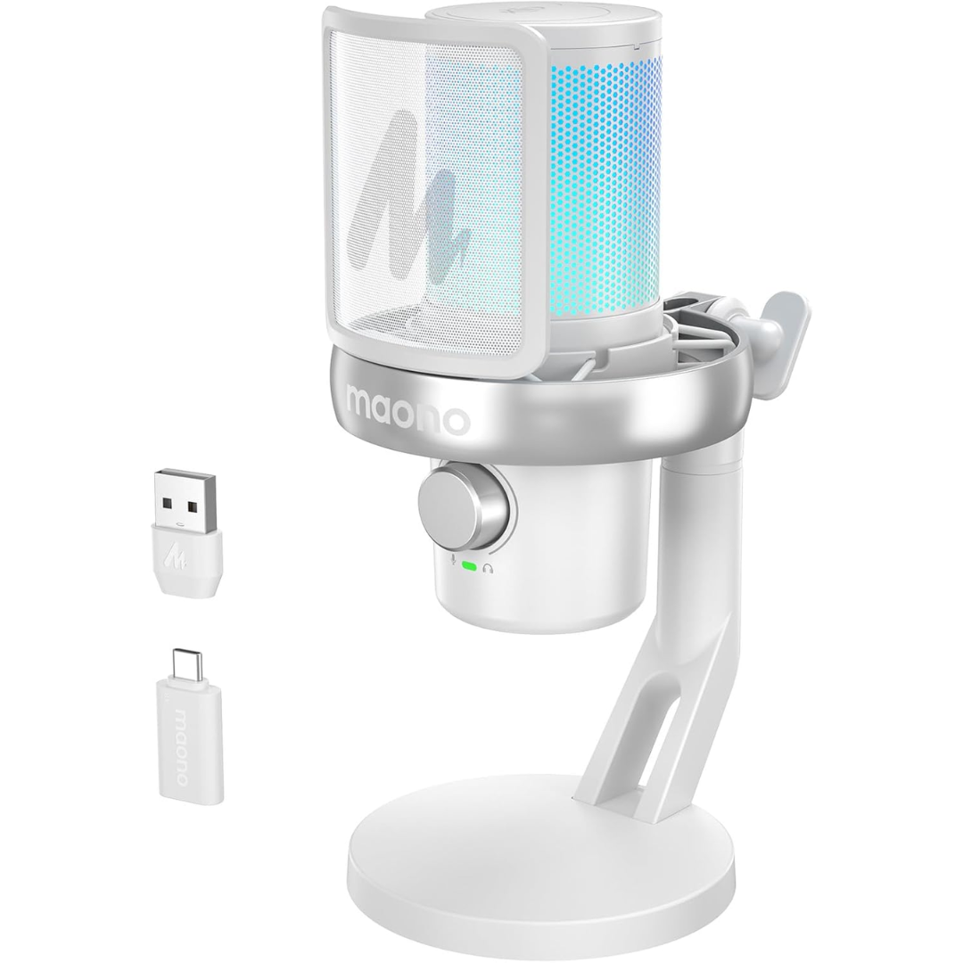 Maono DM40 Pro Wireless RGB Condenser Gaming Desktop Microphone ( Black | White )