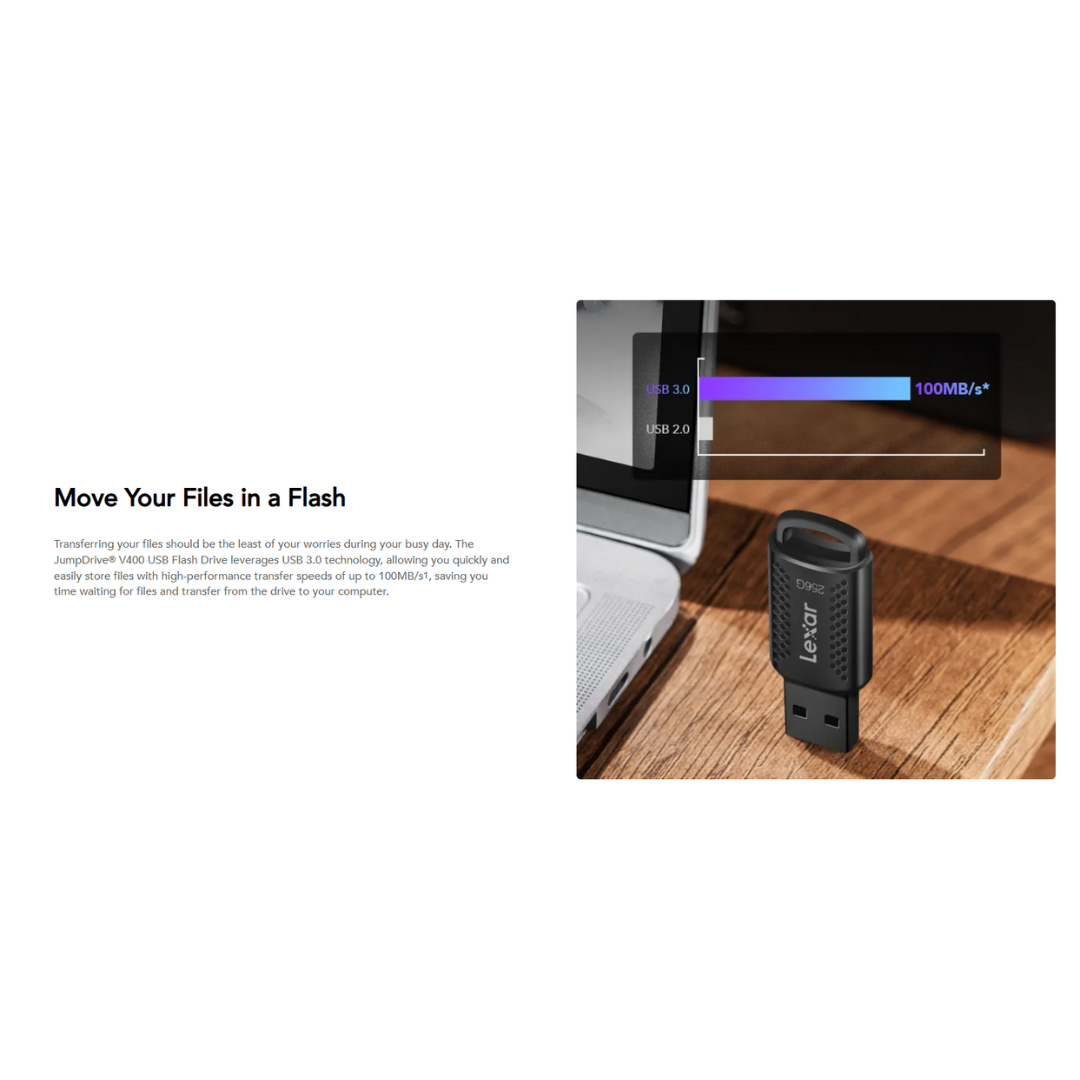 Lexar JumpDrive V400 32GB USB 3.0 up to 100MB/s Compact Flash Drive With Key Ring Loop