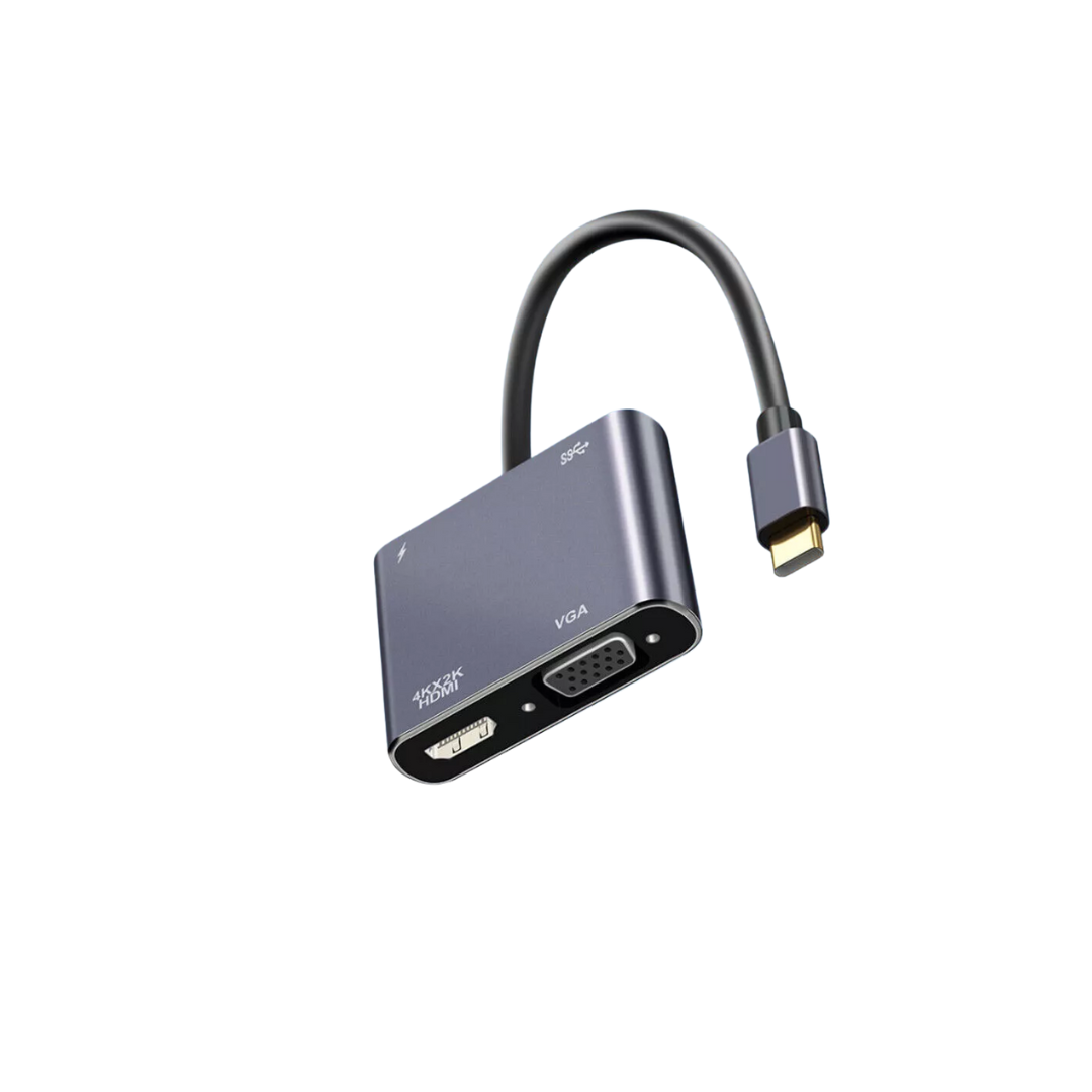 Jyocun 4 in 1 USB C Hub Multifunction Adapter JT004-TYPE-C USB-C Hub with 4K HDMI, 100W Power Delivery, USB-A Data Port, VGA Port