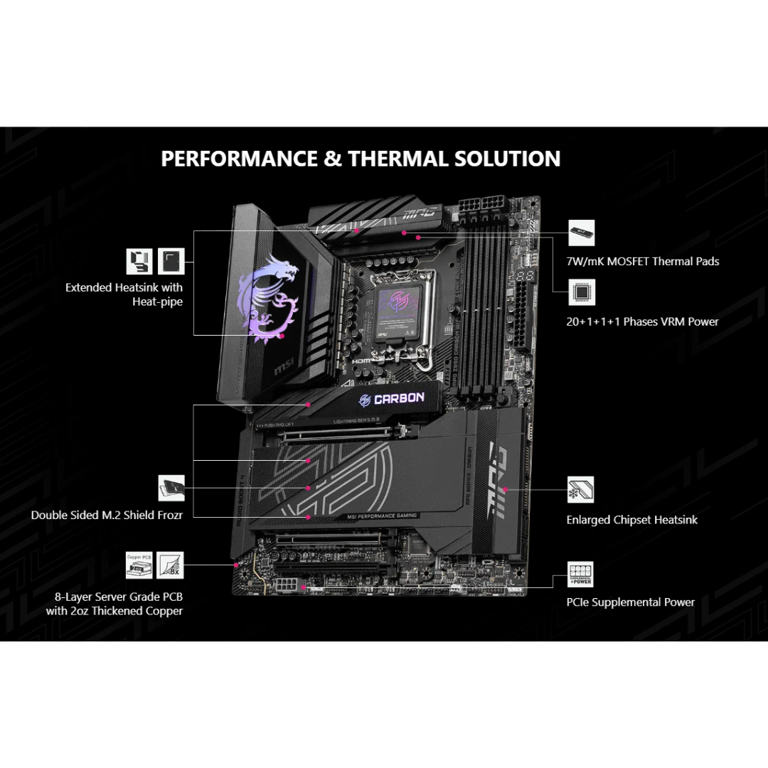 MSI MPG Z890 Carbon WiFi 4*D5 ATX LGA1851 Motherboard