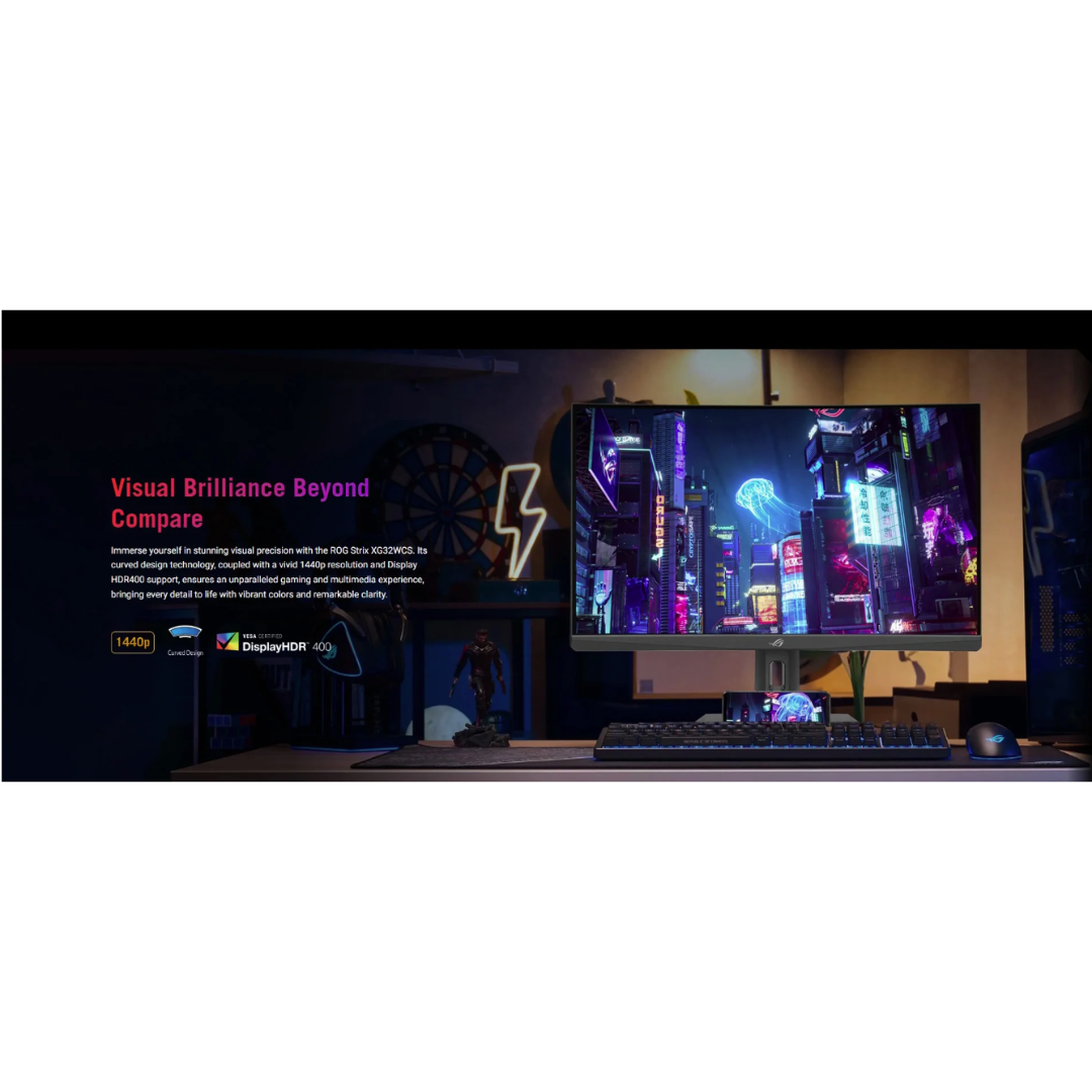 Asus ROG Strix XG32WCS-J 32" VA 180Hz QHD 2560x1440 1ms GtG Fast USB Type-C Ultra Fast Curved Gaming Monitor