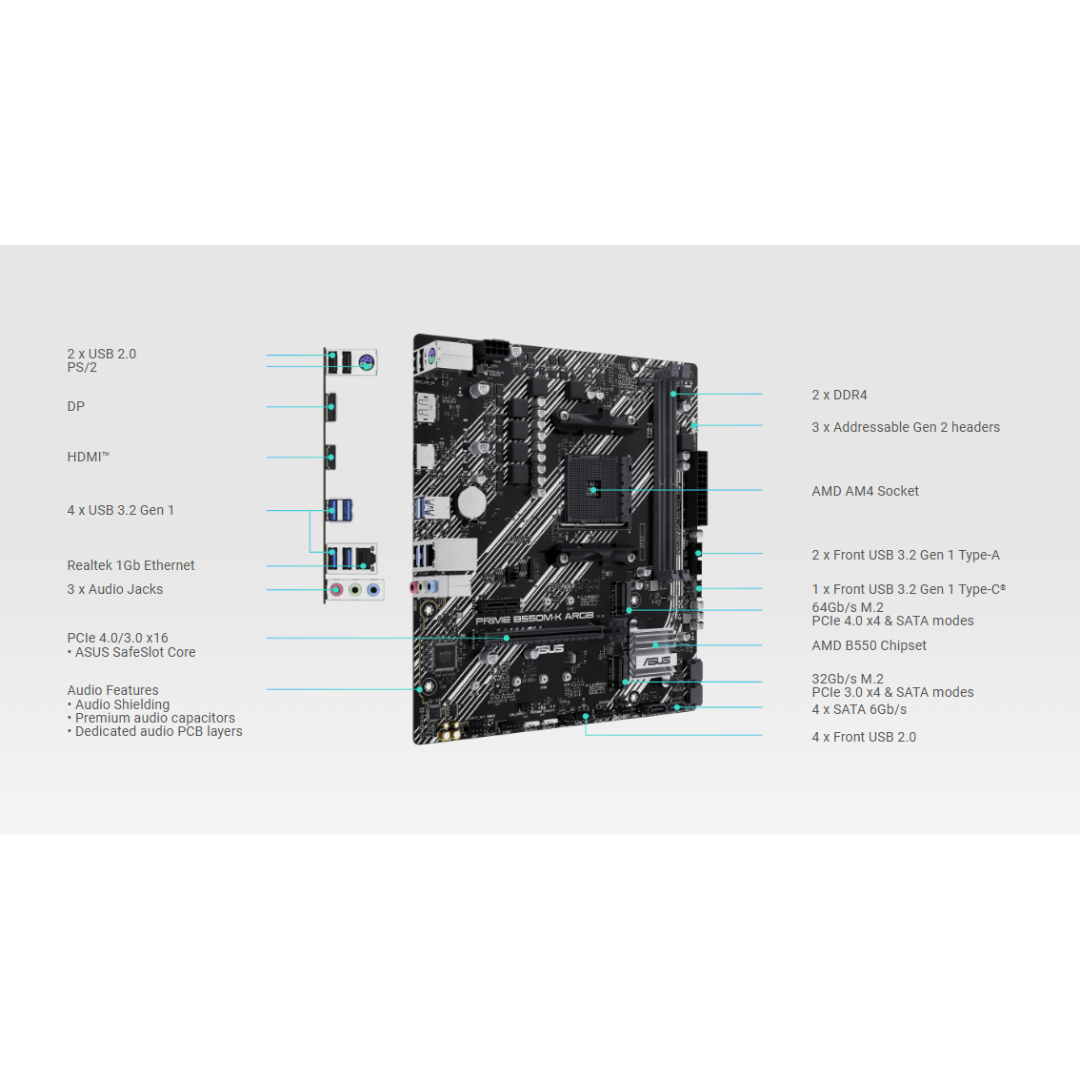 Asus Prime B550M-K ARGB AM4 Motherboard