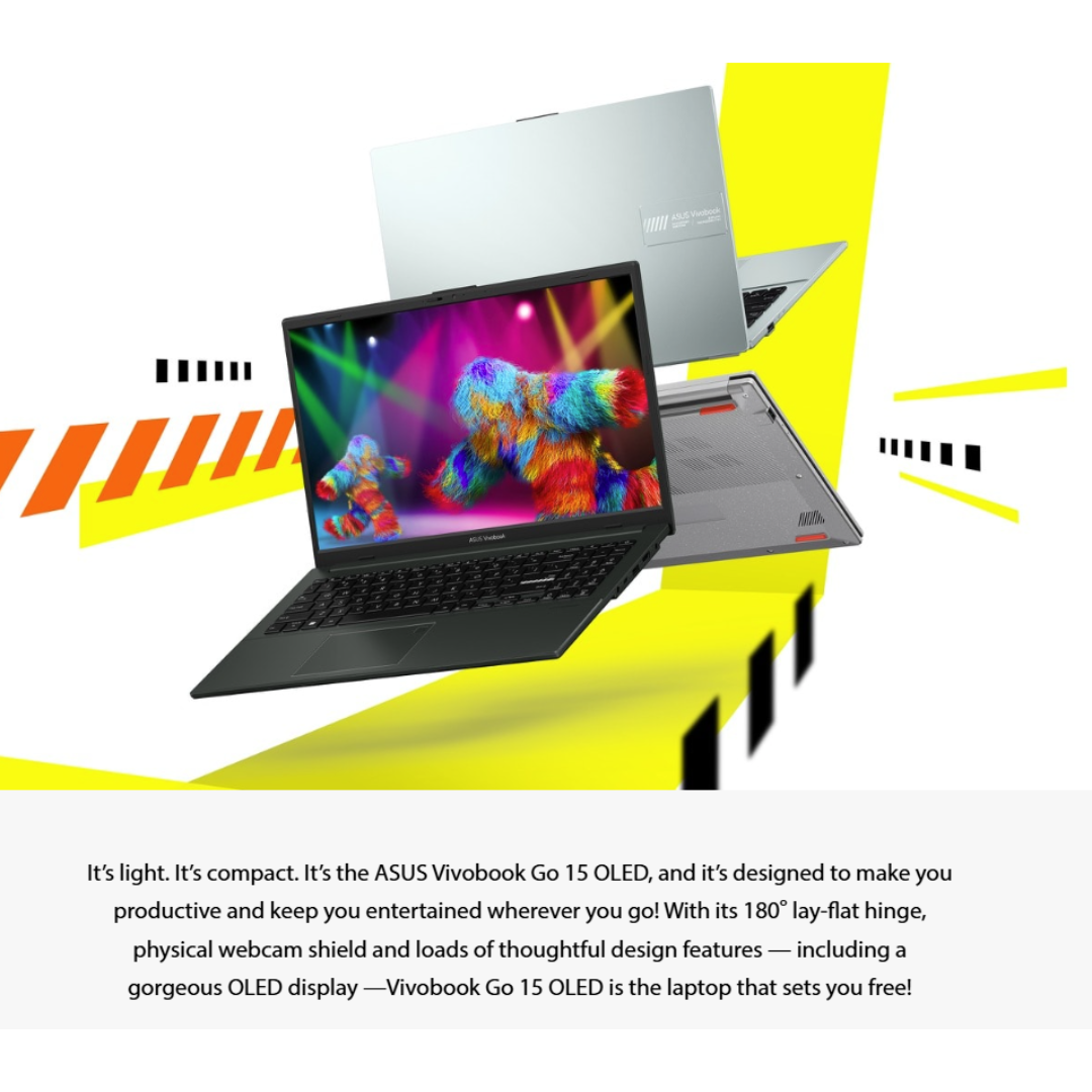 Asus Vivobook Go 15 E1504FA-NJ1528WSM Laptop (Mixed Black) | 15.6" FHD | R5-7520U | 16GB RAM | 512GB SSD | AMD Radeon Graphics | Windows 11 Home | MS Office Home 2024 + MS 365 Basic | Asus Backpack