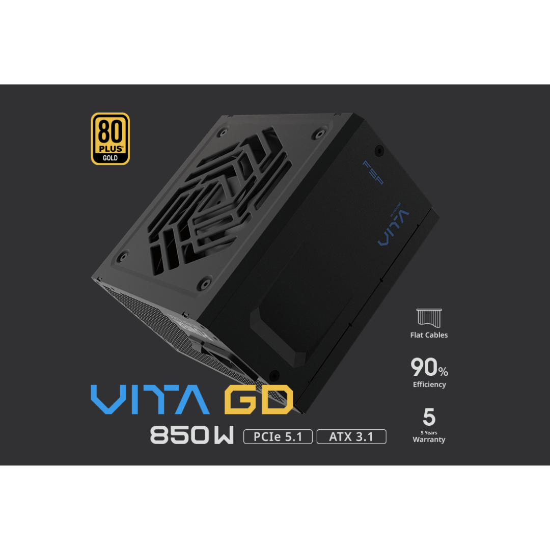 FSP VITA GD 850W 80+ Gold ATX3.1 Active PFC HYB Bearing Non-Modular Power Supply VITA-850GD