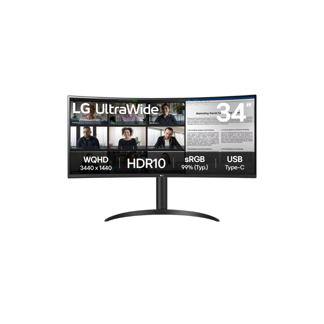 LG 34WR55QK-B 34" Ultrawide VA 100Hz WQHD (3440x1440) 5ms GTG Curved Monitor w/ USB Type-C