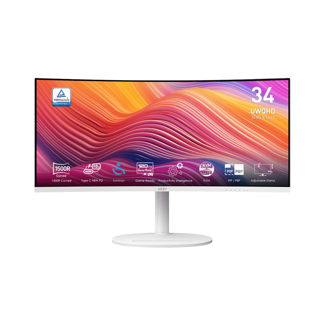 MSI Modern MD342CQPW 34" White VA 120Hz UWQHD 3440x1440 1ms (MPRT) / 4ms (GtG) Business & Productivity Monitor