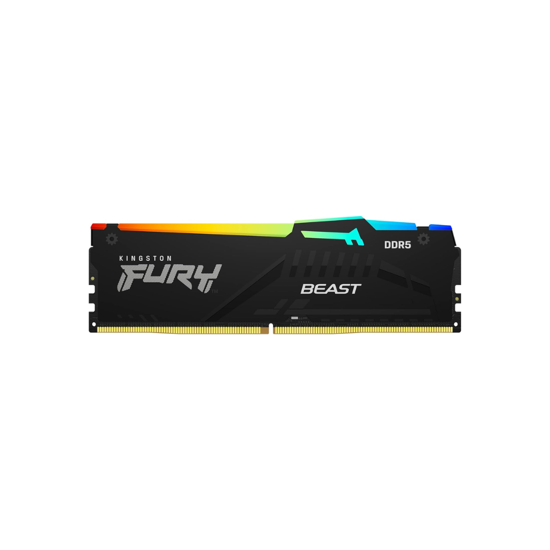 Kingston Fury Beast RGB Black 64GB Dual DDR5 6400MTs CL32-39 1.40v Desktop Memory KF564C32BBAK2-64