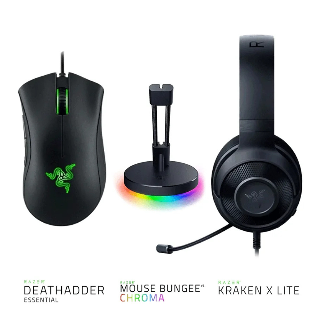 Razer Game On Bundle (DeathAdder Essential + Mouse Bungee Chroma + Kraken X Lite)