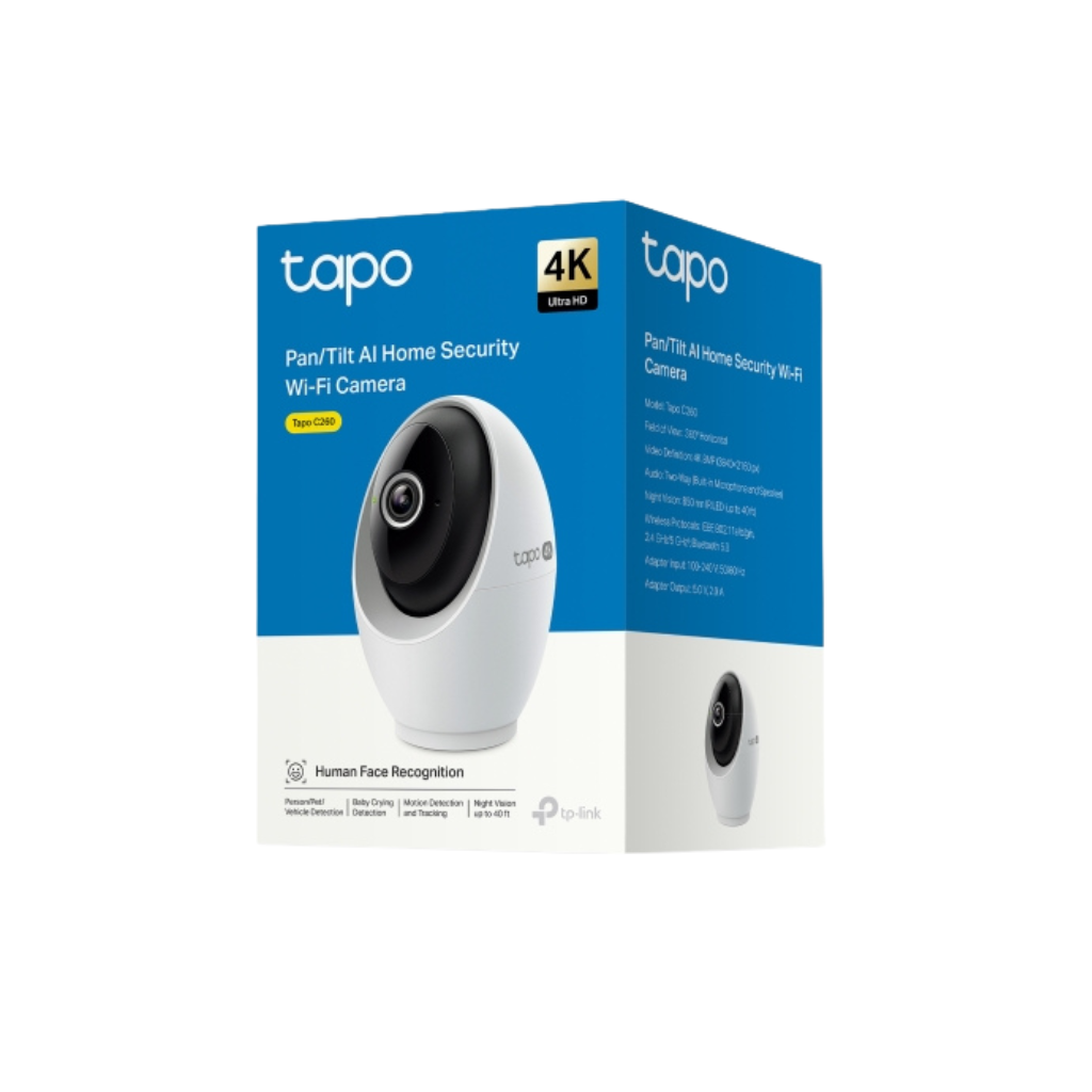 TP-Link Tapo C260 4K 8MP Ultra HD Indoor 360 degrees Pan/Tilt AI Security Cctv IP Wireless WiFi Sale Camera Night Vision Connect to Cellphone with Mic and Speaker