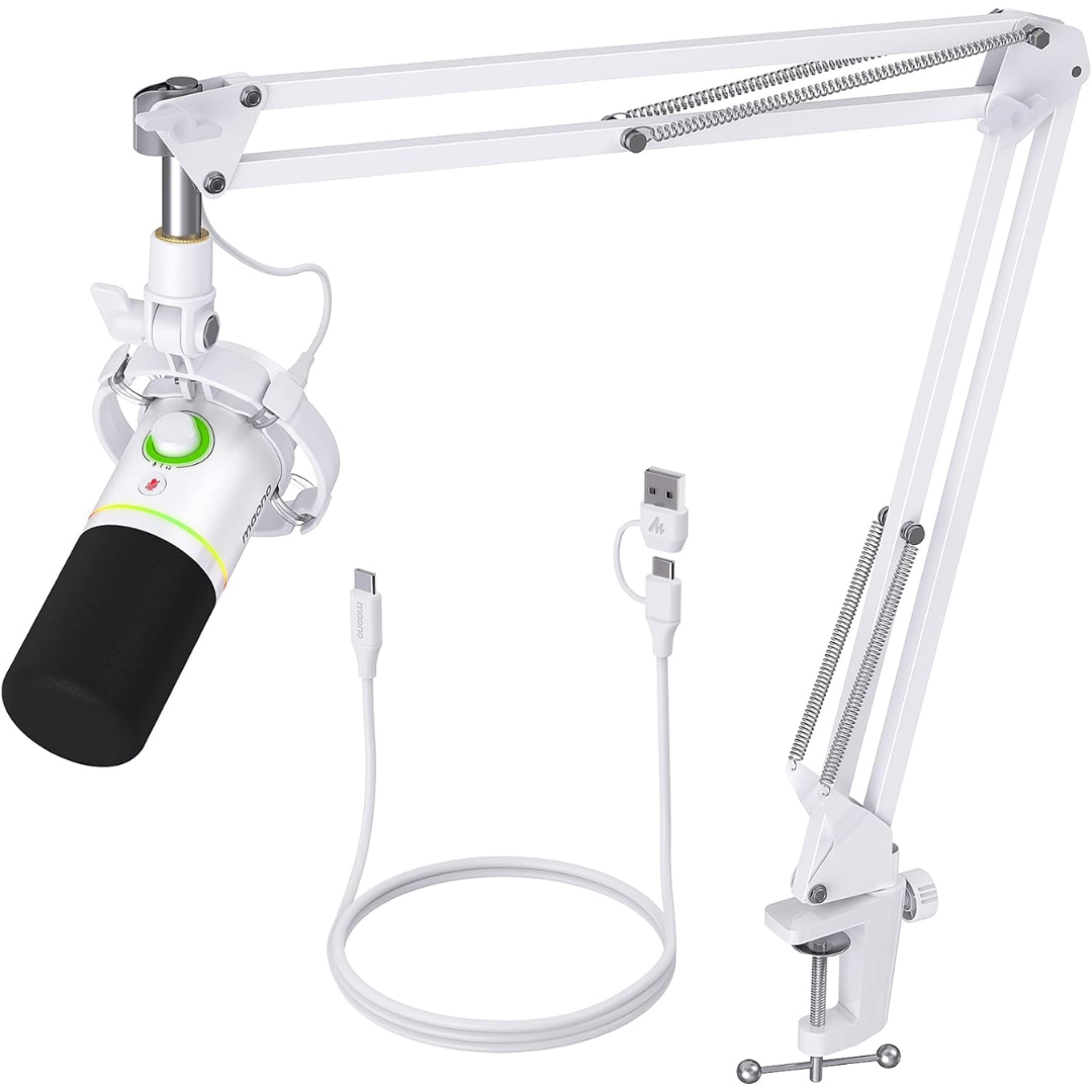 Maono PD200XS USB/XLR Podcast Dynamic Microphone Set with Boom Arm ( Black | White | Pink )