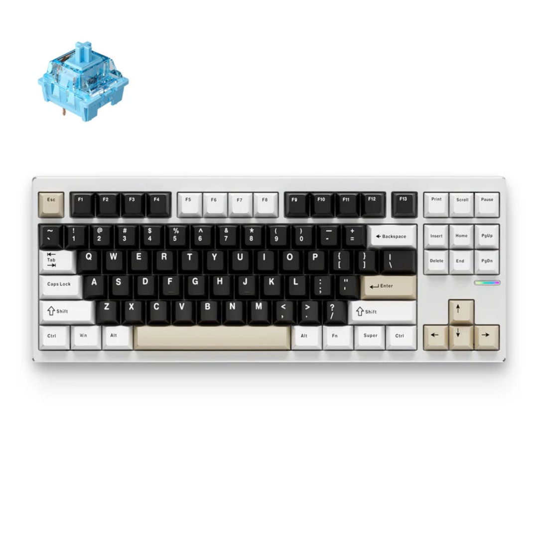 MCHOSE GX87S Full CNC Aluminum Custom (Mist Blue Switch) Mechanical Keyboard - 87% Layout, Tri-mode Connectivity, 8000mAh Battery