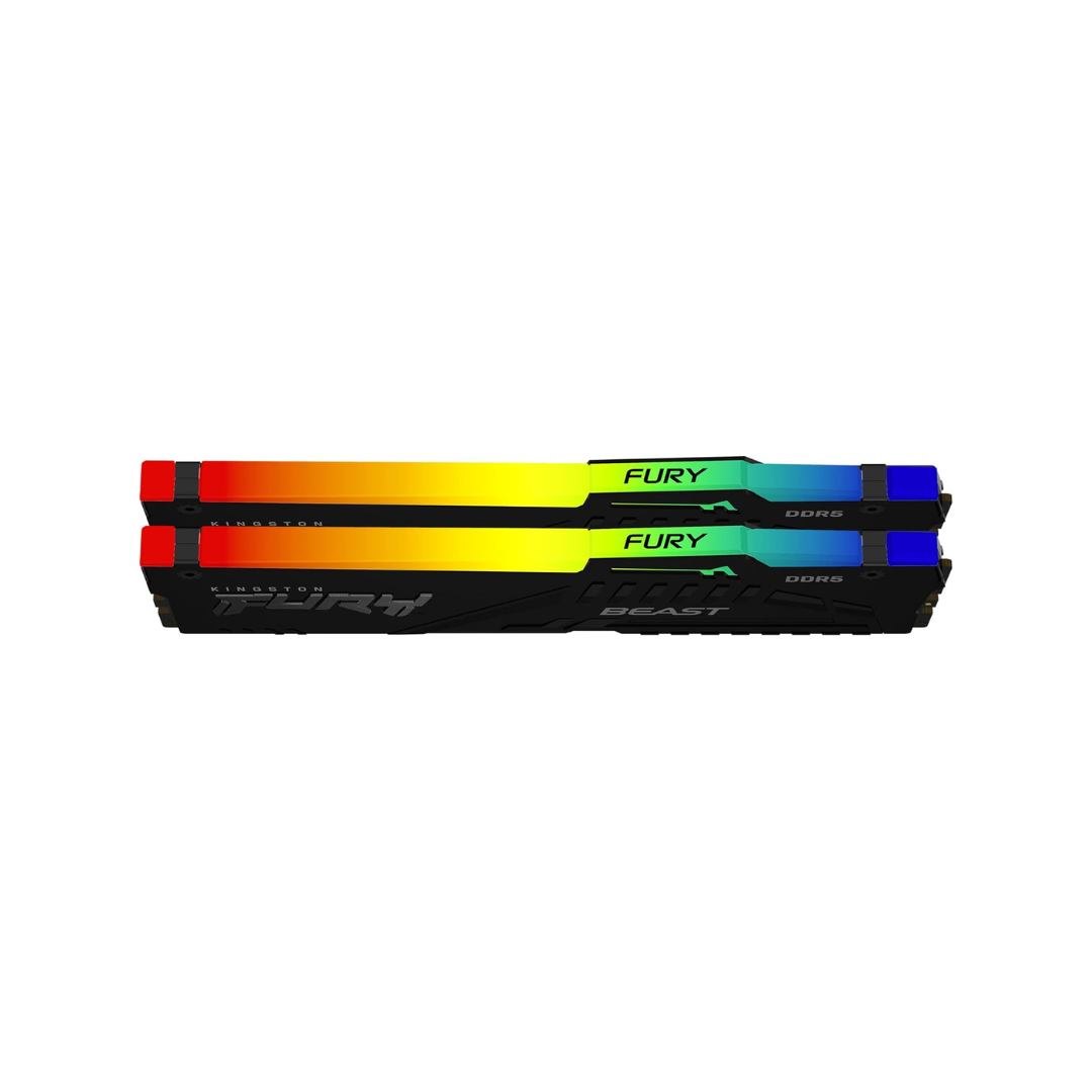 Kingston Fury Beast RGB Black 64GB Dual DDR5 6400MTs CL32-39 1.40v Desktop Memory KF564C32BBAK2-64