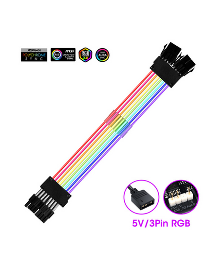 Dual 8pin ARGB PCIE/GPU Extension Cable BLACK