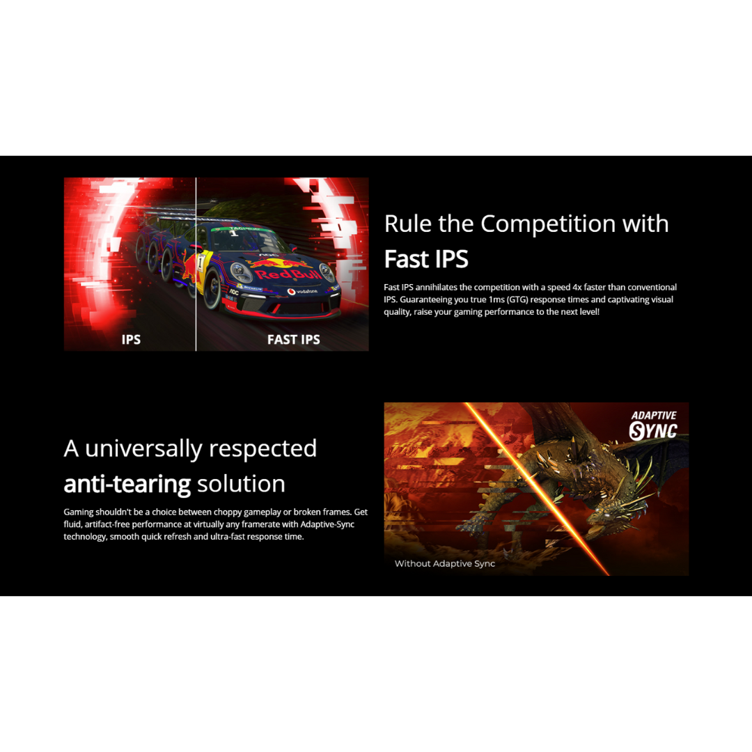 AOC 24G42E 23.8" Fast IPS 180Hz FHD (1920x1080) 0.5ms MPRT / 1ms GtG Adaptive-Sync Gaming Monitor