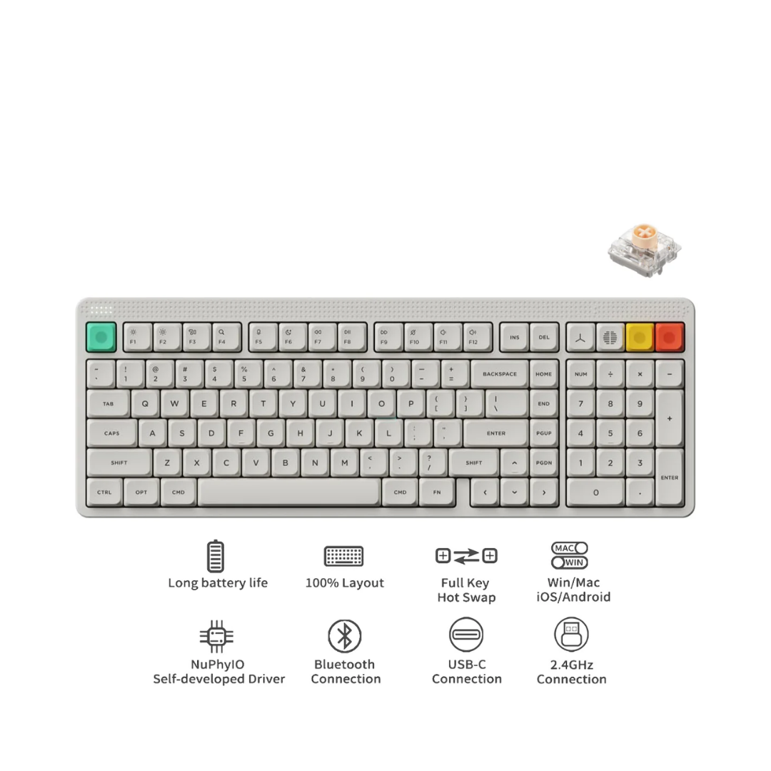 Nuphy Node100 Low-Profile White / Blush Nano Keyboard