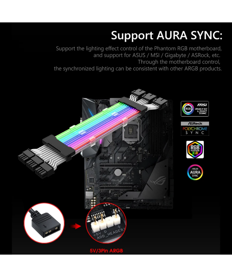 Triple 8pin ARGB PCIE/GPU Extension Cable BLACK