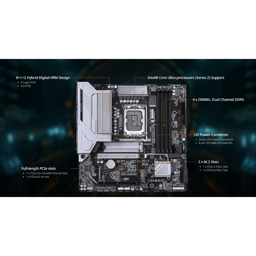 Gigabyte B860M Gaming X WiFi6E 4*D5 mATX LGA1851 Motherboard