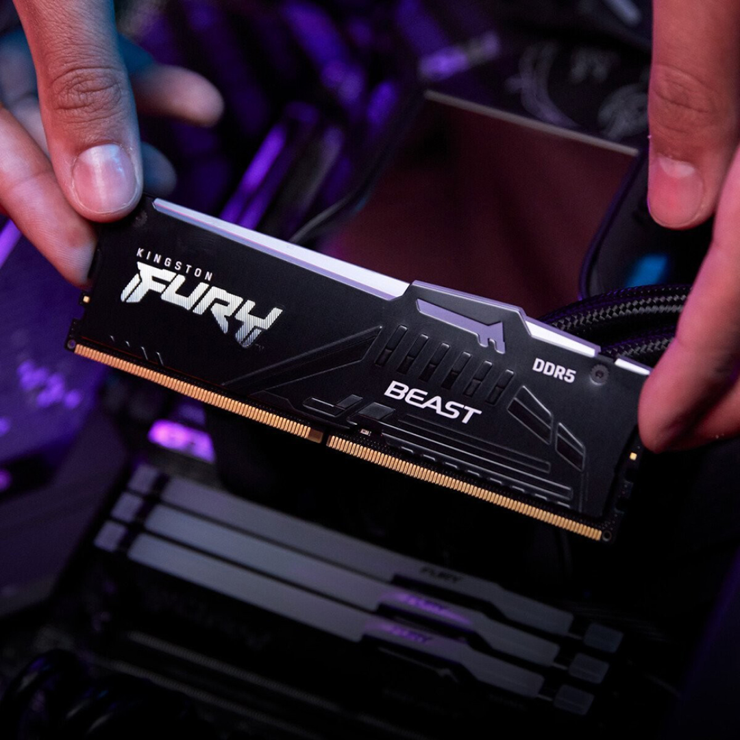 Kingston Fury Beast RGB Black 64GB Dual DDR5 6400MTs CL32-39 1.40v Desktop Memory KF564C32BBAK2-64