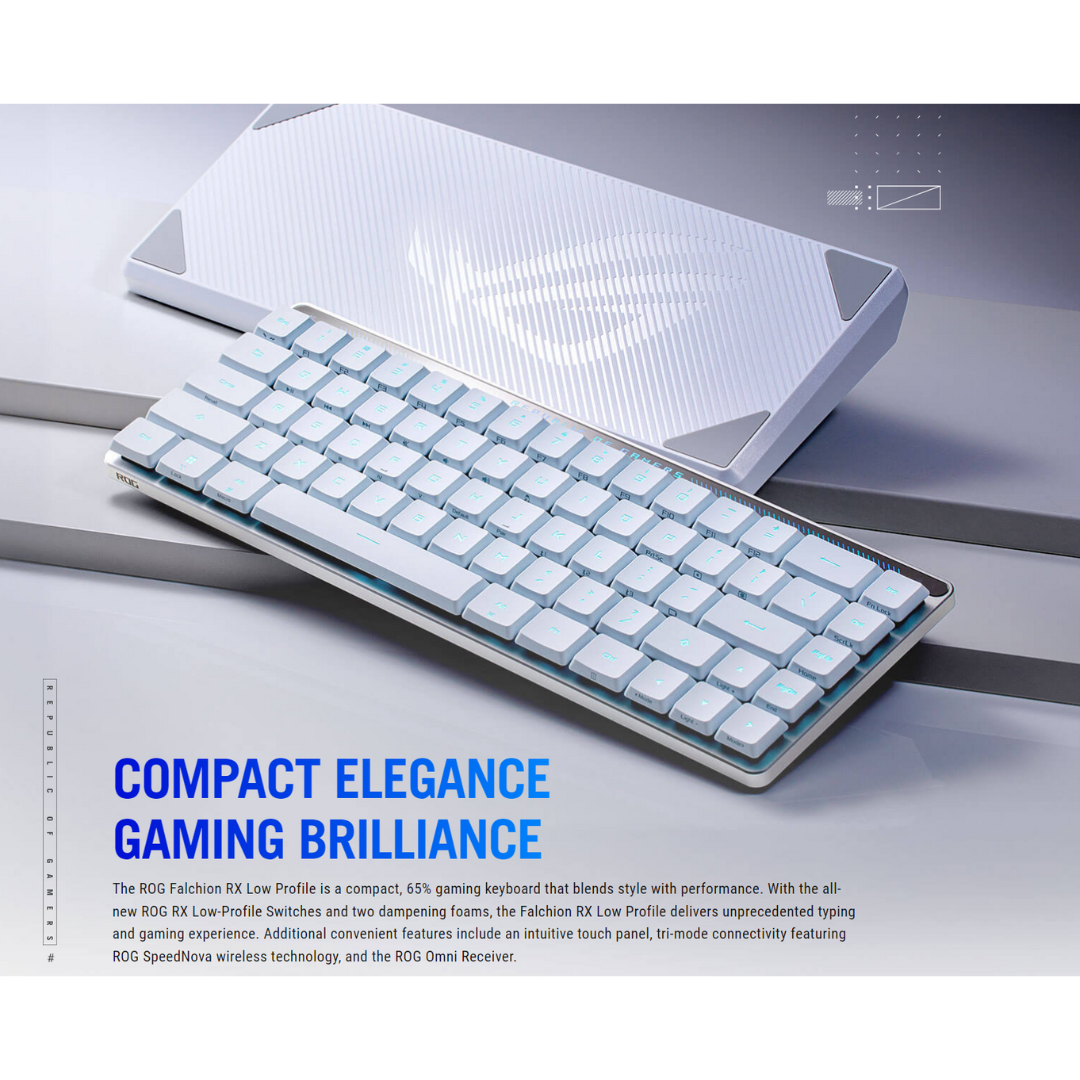 Asus ROG Falchion LP Low Profile Wireless White RX Blue 65% Gaming Keyboard M603