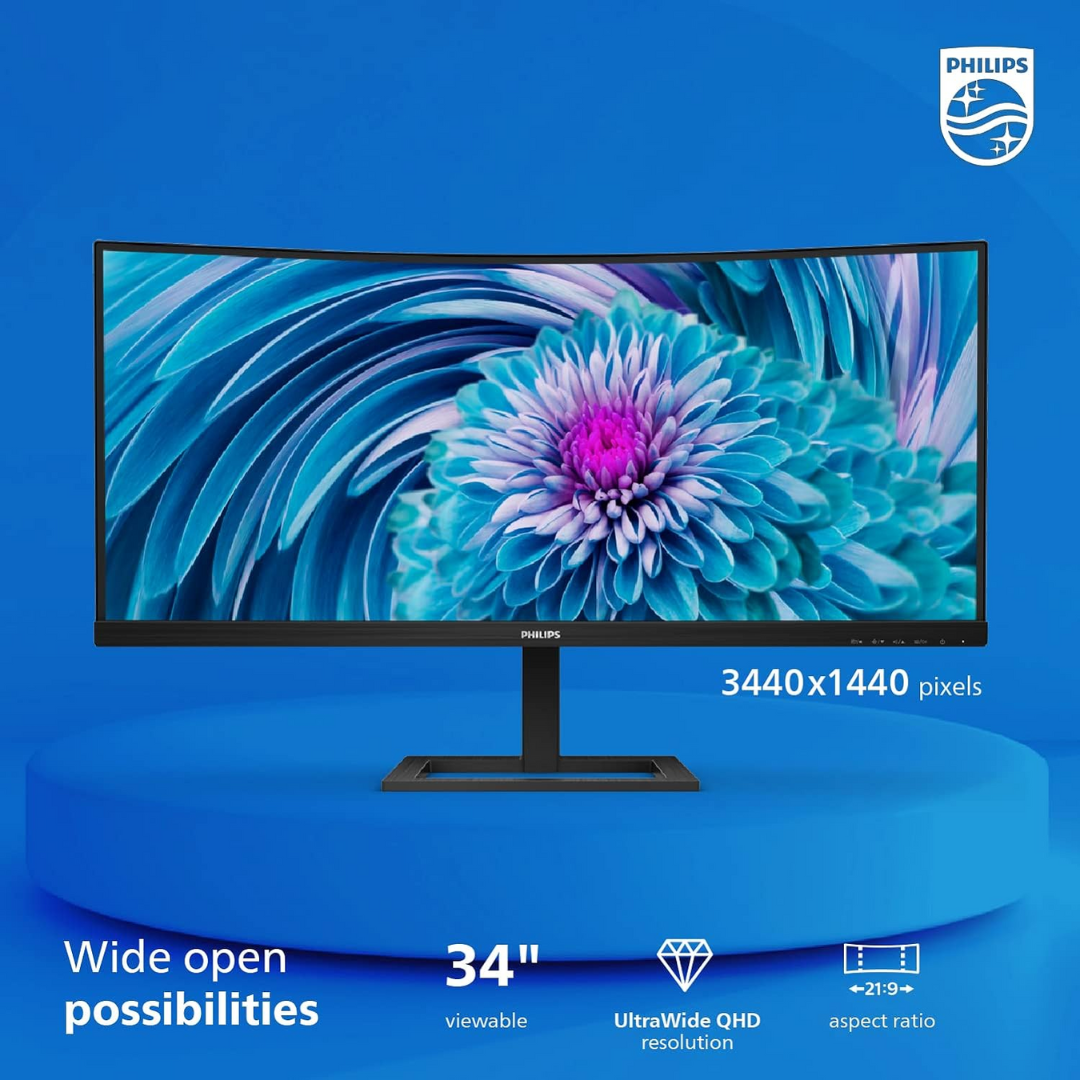 Philips 346E2CUAE 34" Curved VA 100Hz WQHD 3440x1440 1ms Monitor with speakers, USB-C ( No Box )