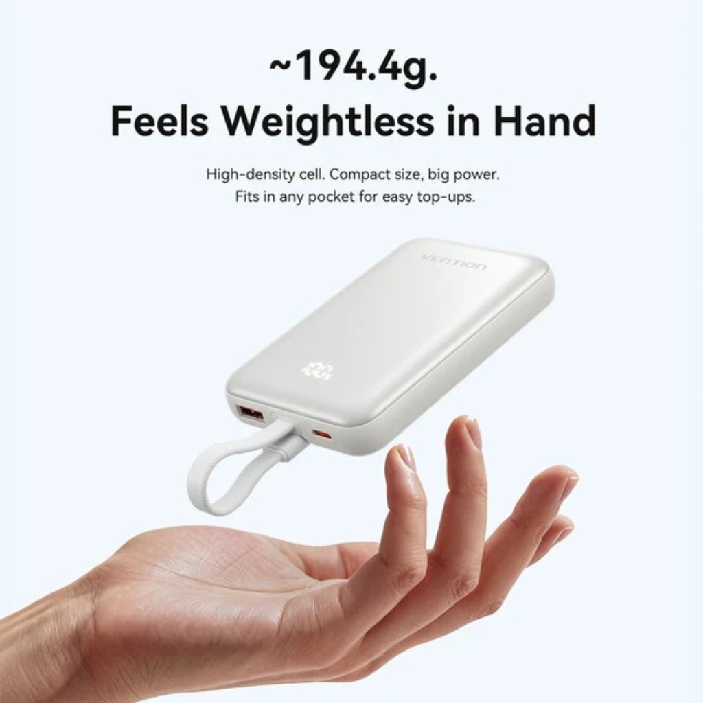 Vention 10000mAh 22.5W Magnetic Wireless Powerbank (1xUSB-C, 1xUSB-A) Gray FKQH0-TY