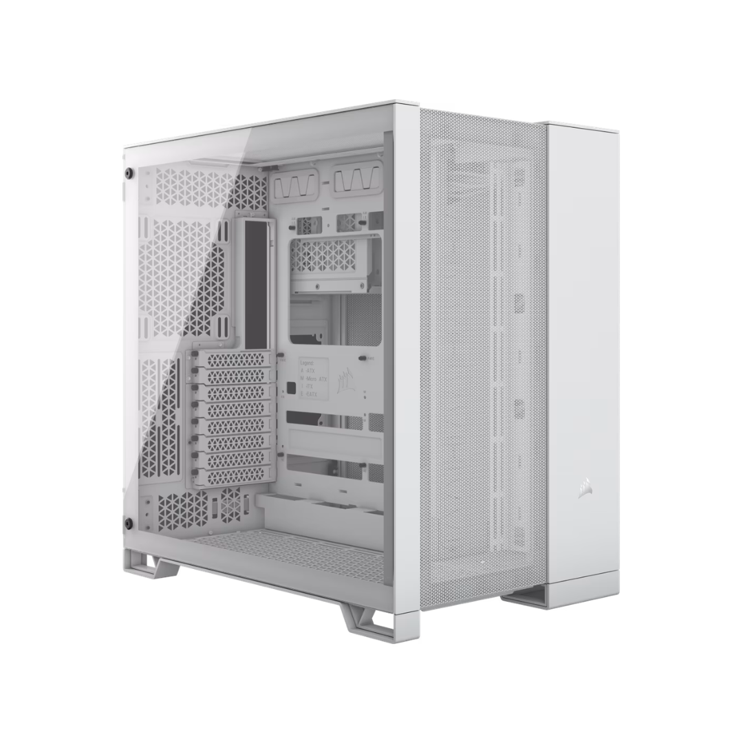 Corsair 6500D Airflow White Dual Chamber Case CC-9011260-WW ( No Box ) + Corsair iCUE H100i RGB Elite Liquid CPU Cooler White CW-9060078-WW