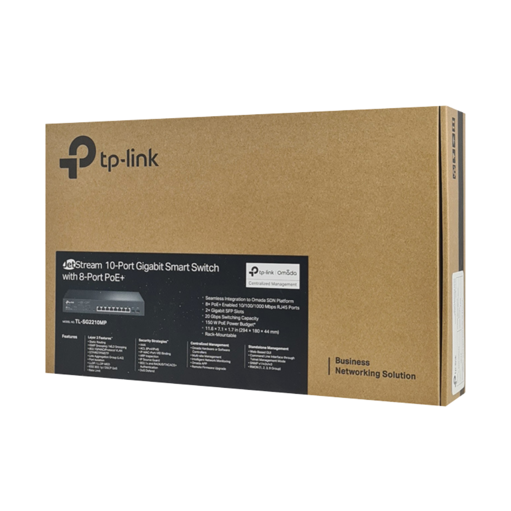 TP-Link TL-SG2210MP JetStream 10-Port Gigabit Smart Switch with 8-Port PoE+