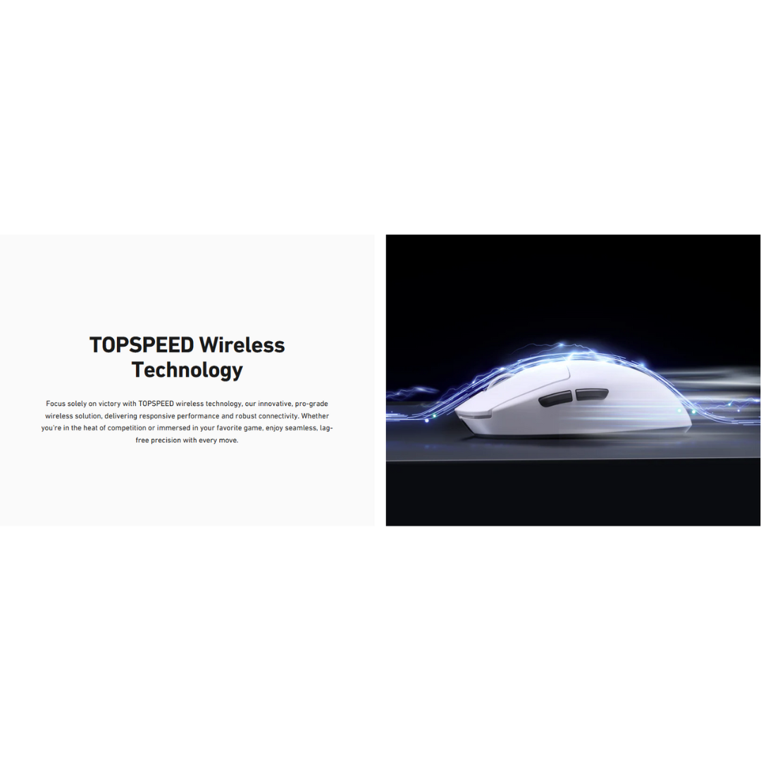 MCHOSE A7 Ultra Lightweight Tri-Mode Wireless Gaming Mouse White