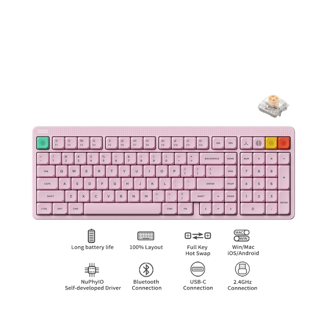 Nuphy Node100 Low-Profile Pink / Blush Nano Keyboard