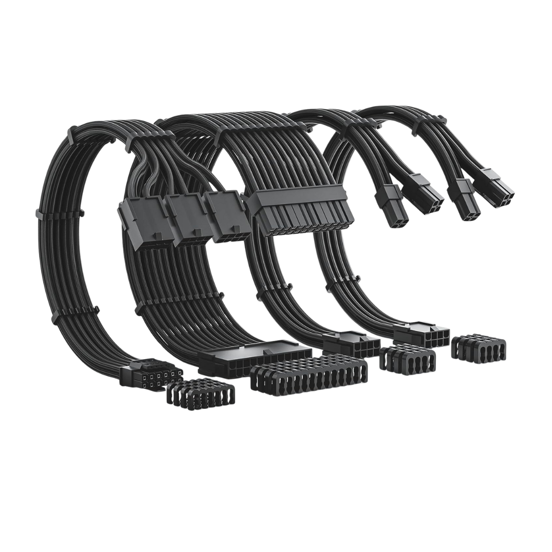 Asiahorse 12VHPWR 4 Kit PCIE 5.0 1-to-1 Sleeved Cable Kit Snow White/Kit Black