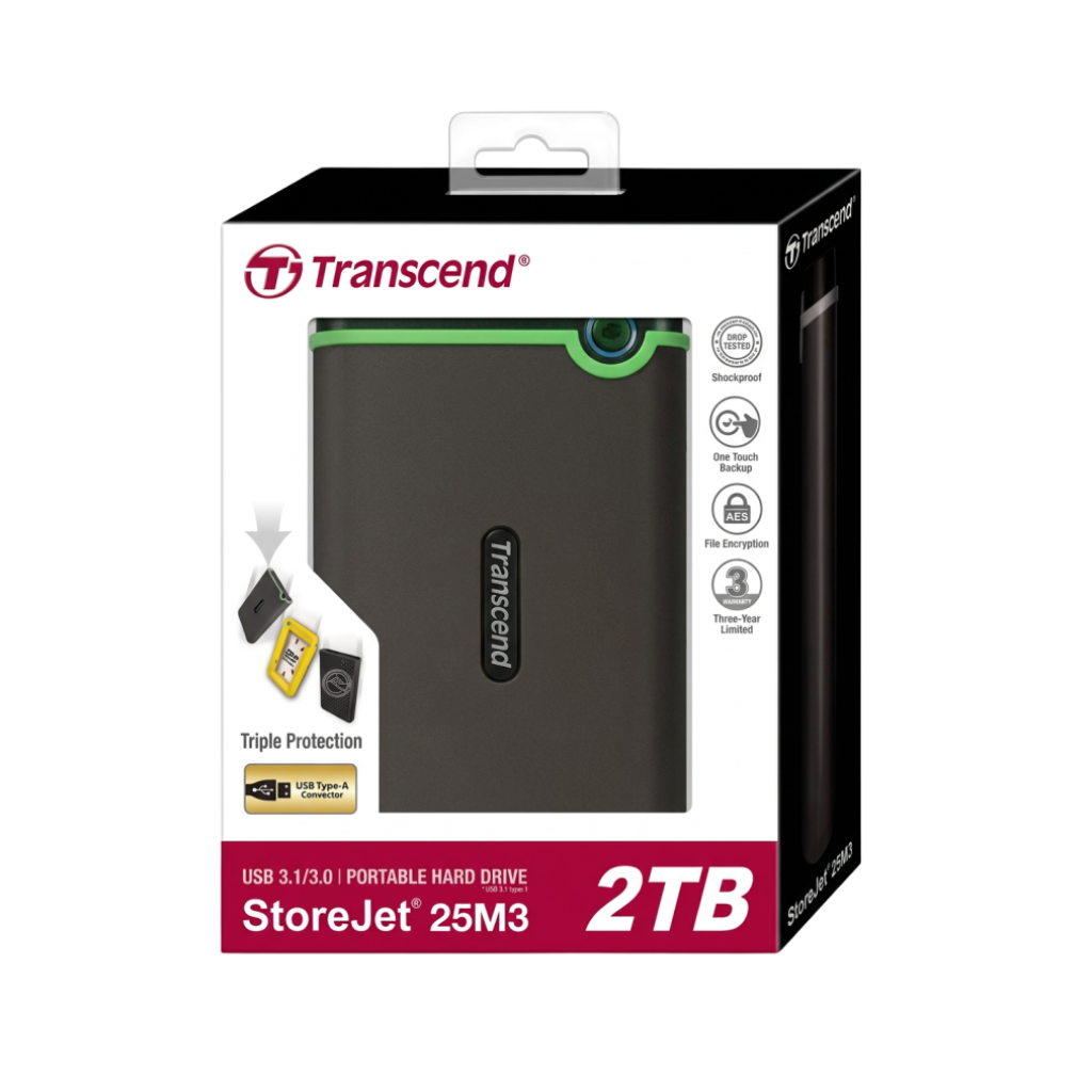 Transcend 2TB Gray Portable Slim Hard Drive TS2TSJ25M3S