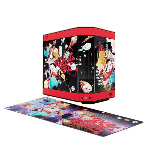 Hyte Y60 Hakos Baelz Mid-Tower ATX Modern Aesthetic Case (Black/Red) + Desk Pad Bundle (PRE-ORDER)