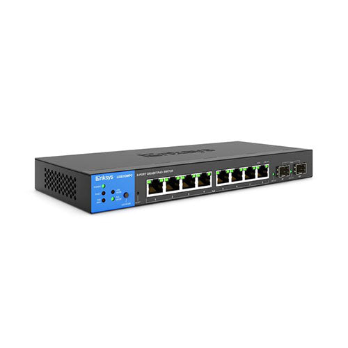 Linksys LGS310MPC 8-Port Managed Gigabit PoE+ Switch with 2 1G SFP Uplinks 110W TAA Compliant