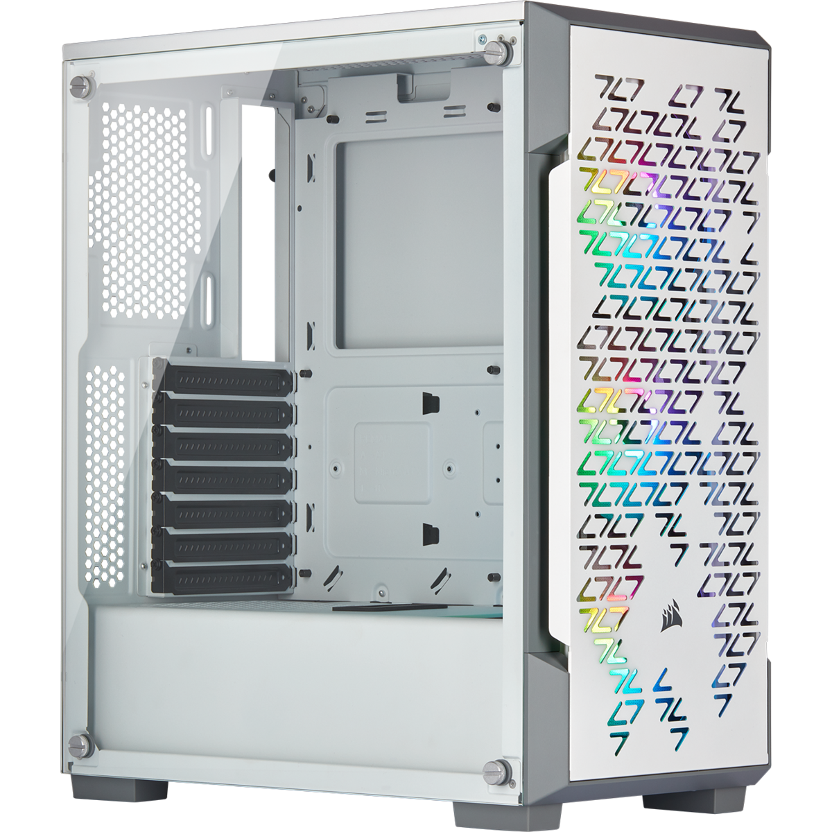 Corsair iCUE 220T RGB Airflow TG Mid-Tower Smart Case — White 3x120mm CC-9011174-WW