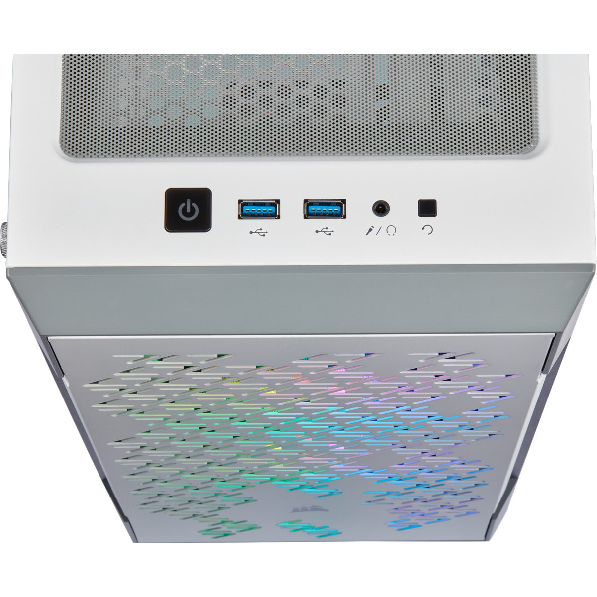 Corsair iCUE 220T RGB Airflow TG Mid-Tower Smart Case — White 3x120mm CC-9011174-WW