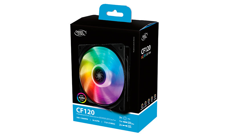 DeepCool DC CF120 Aura Sync 120mm 3 Pack Case Fan DP-FA-RGB-CF120-3